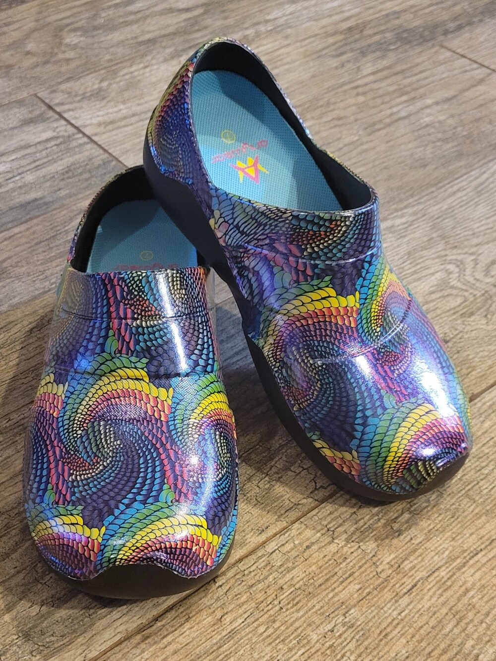 Anywhere Journey Electric Serpent Illusion Work Clog Shoes Nursing Chef Rainbow